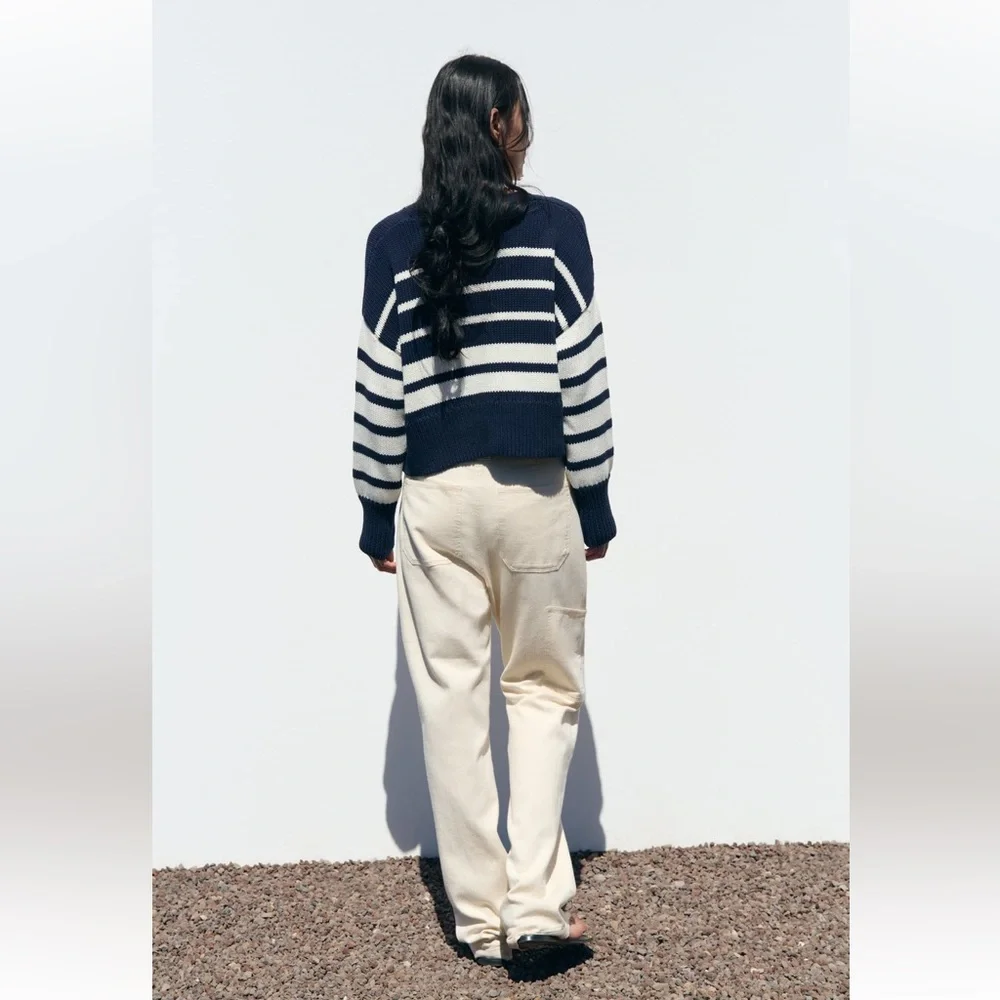 Zara STRIPED KNIT CARDIGAN. Striped. Size S. New with Tags. - Picture 5 of 9